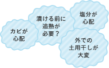 カビが心配 漬ける前に追熟が必要？ 外での土用干しが大変 塩分が心配