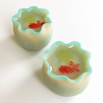 ユイミコに習う かわいい和菓子(金魚鉢と水牡丹)