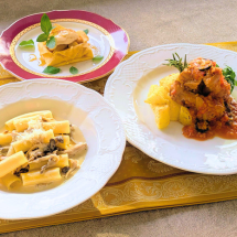 [リストランテ アルポンテ]原宏治シェフのイタリアン 「鶏肉のカチャトーラ風＆ミッレリーゲのきのこクリームソース」