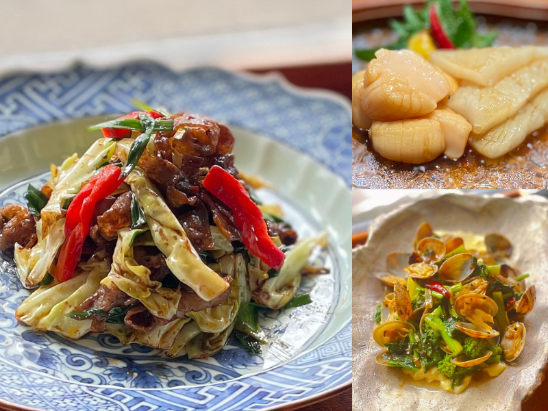 【3月開催】[上方中華  <ruby>新瓊<rt>シンタニ</rt></ruby>]新谷亮人シェフに習う中国料理「春キャベツの回鍋肉・あさりと菜の花の豆豉炒め あさりの卵蒸し敷き・ホタテ貝柱とイカの紹興酒漬け」