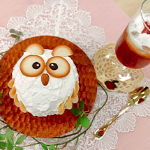 幸せ運ぶふくろうケーキ~いちごversion~ 和紅茶のいちごクリームティー