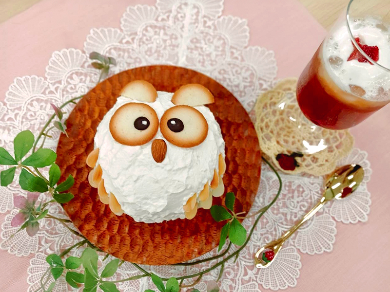 幸せ運ぶふくろうケーキ～いちごversion～ 和紅茶のいちごクリームティー