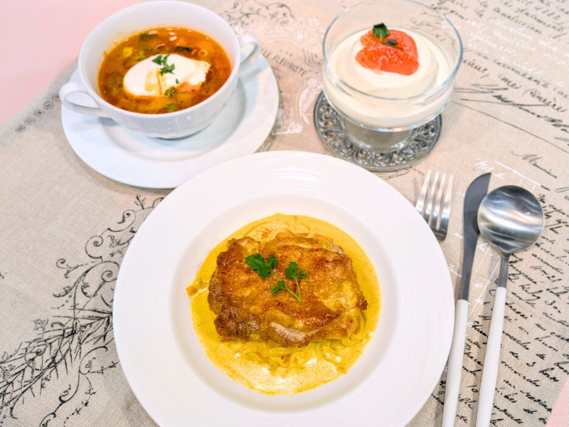 【5月開催】[レストラン ラタトゥイユ]恩田健司シェフに習う「若鶏のソテー  カレークリームソース」「ミネストローネ」「ヨーグルトのムース」