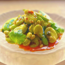 【5月開催】[上方中華  <ruby>新瓊<rt>シンタニ</rt></ruby>]新谷亮人シェフに習う中国料理「新緑豆と鶏むね肉のパプリカ豆板醤和え」「アスパラガスの<ruby>翡翠<rt>ヒスイ</rt></ruby>チャーハン」「鮮魚の強火蒸し 香味醤油仕立て」