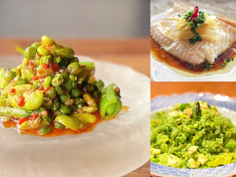 【5月開催】[上方中華  <ruby>新瓊<rt>シンタニ</rt></ruby>]新谷亮人シェフに習う中国料理「新緑豆と鶏むね肉のパプリカ豆板醤和え」「アスパラガスの<ruby>翡翠<rt>ヒスイ</rt></ruby>チャーハン」「鮮魚の強火蒸し 香味醤油仕立て」