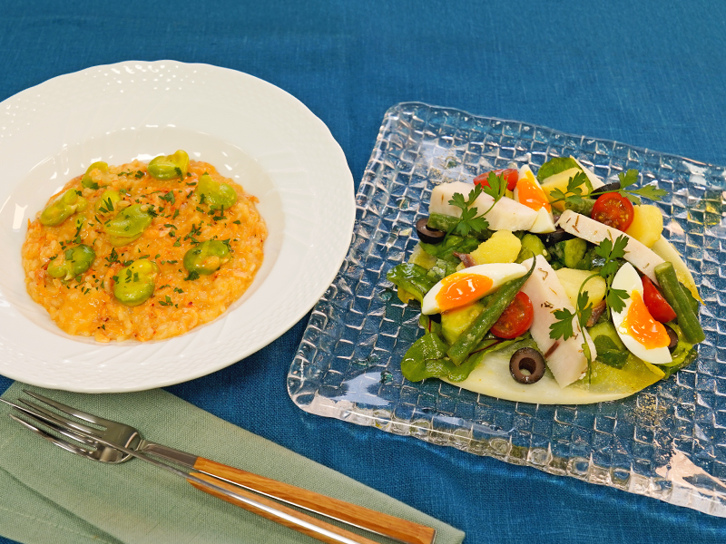 【6月開催】[アムール]後藤祐輔シェフのシンプルフレンチ 「サラダ・ニソワーズ＆桜えびのトマトクリームリゾット」