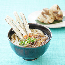 肉ごぼ天うどん&かしわおにぎり