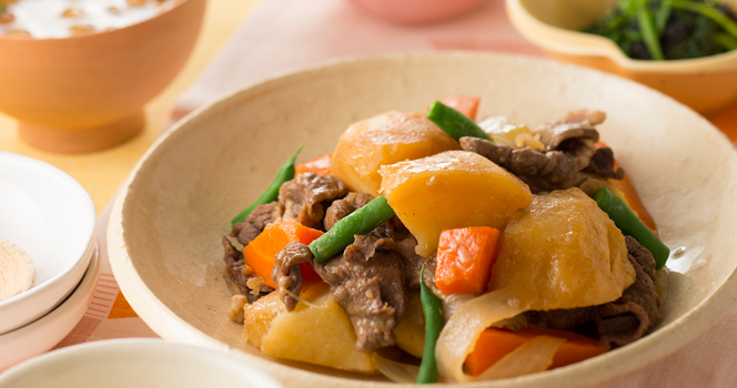 <オンラインお料理入門シリーズ#11>肉じゃが・青菜ののりあえ・なめこのみそ汁