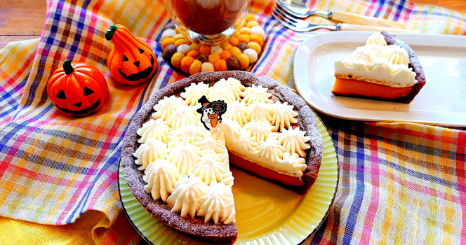 【10月開催】「ハロウィンスイーツ」かぼちゃのプリンタルト＆カフェモカ