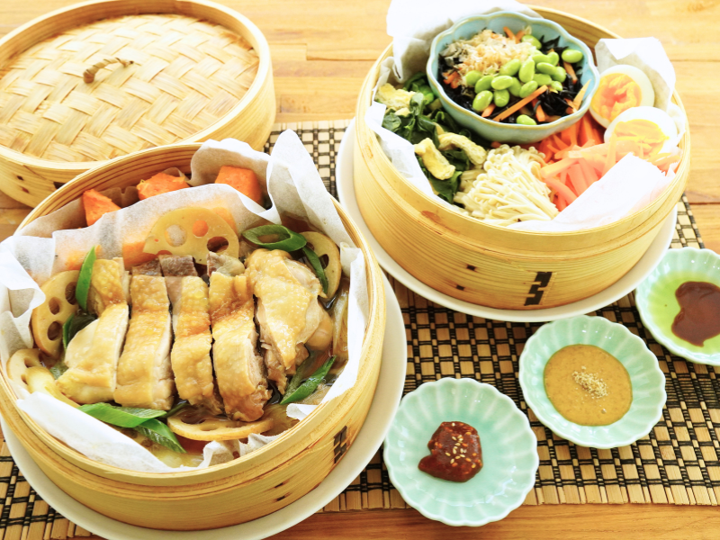 【5月開催】~せいろ第2弾~とり肉と彩り野菜の和風せいろ蒸し(他2品)